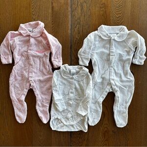 Bundle BONDS Australia Cozy Button Pajama One Piece White Pink Onesie Size 3-6M